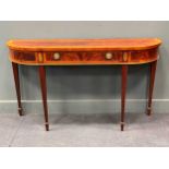 A George III reproduction mahogany and yew wood cross banded console table, by Hekman, Lexington,