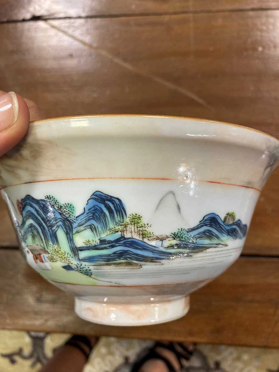 A Chinese faux bois/marble porcelain bowl, - Image 6 of 7