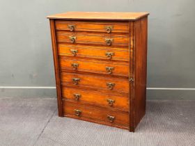 A walnut plan or map chest, lacks back panels and base, circa 1880, 104.5 x 86 x 41cm