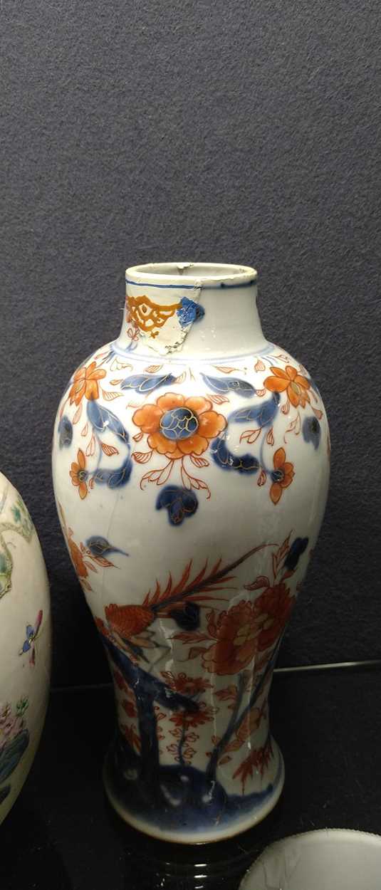 A pair of imari baluster vases and a pair of Chinese blue and white vases; a Chinese ginger jar - Image 16 of 24