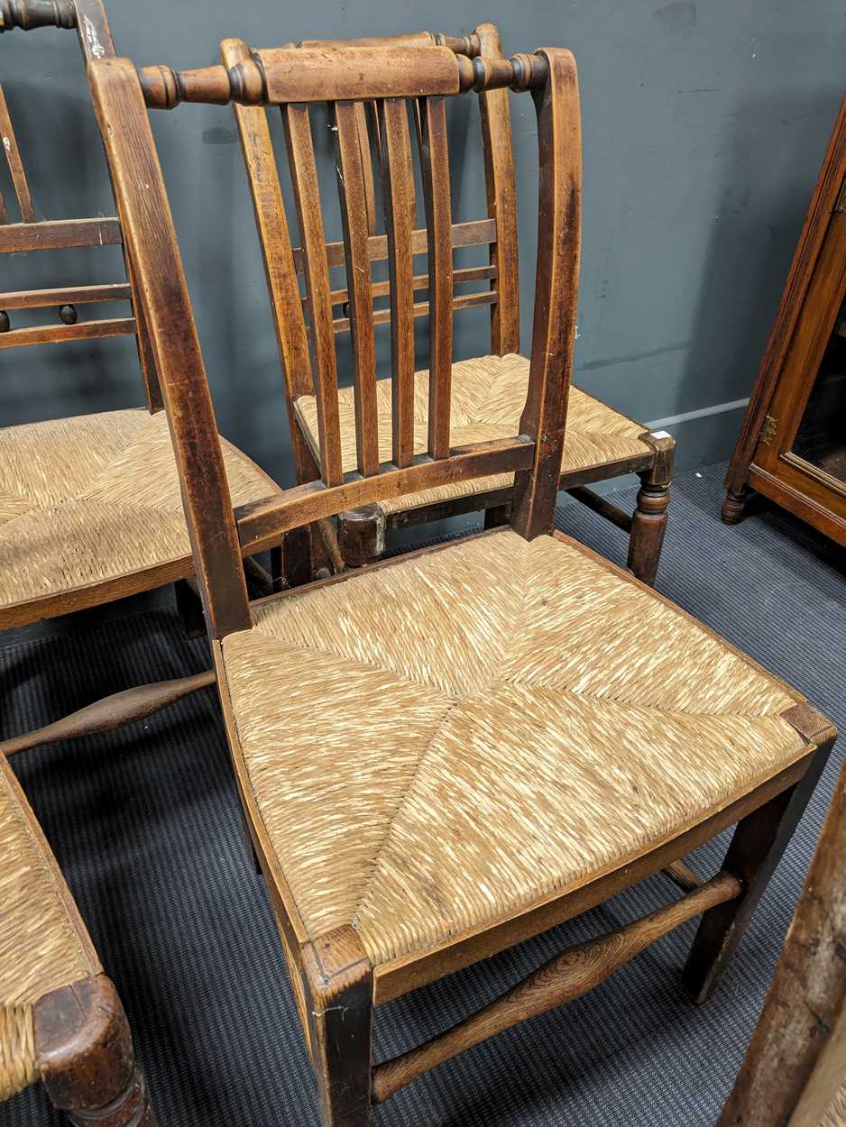 Eight stained-ash chairs with rush seat, with a further two carvers with rush seat (10) - Image 4 of 5