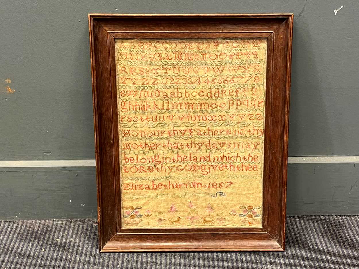 A late Victorian alpha numeric needlework sampler dated '1887' 38.5 x 39cm - Image 5 of 7