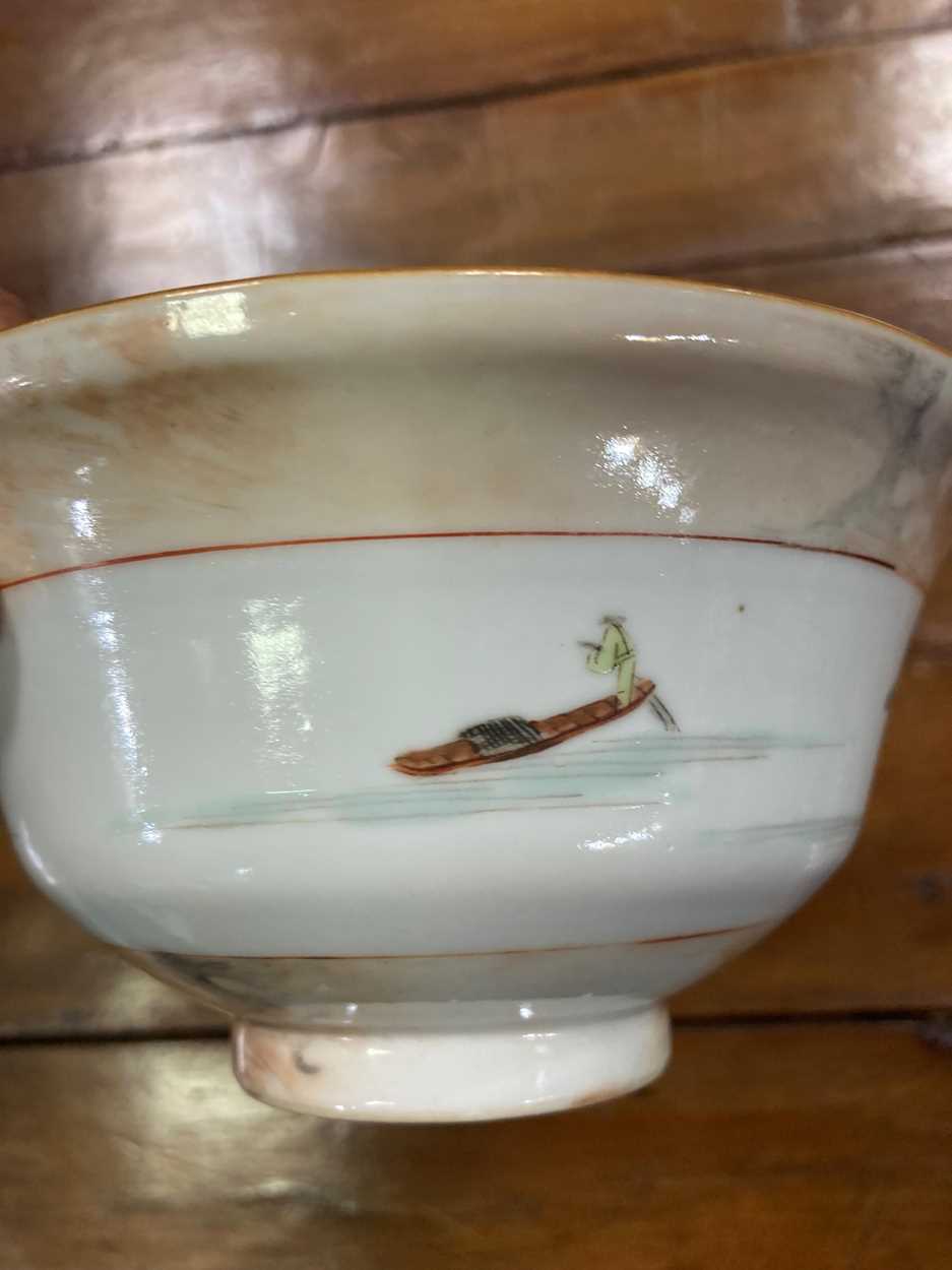 A Chinese faux bois/marble porcelain bowl, - Image 2 of 7