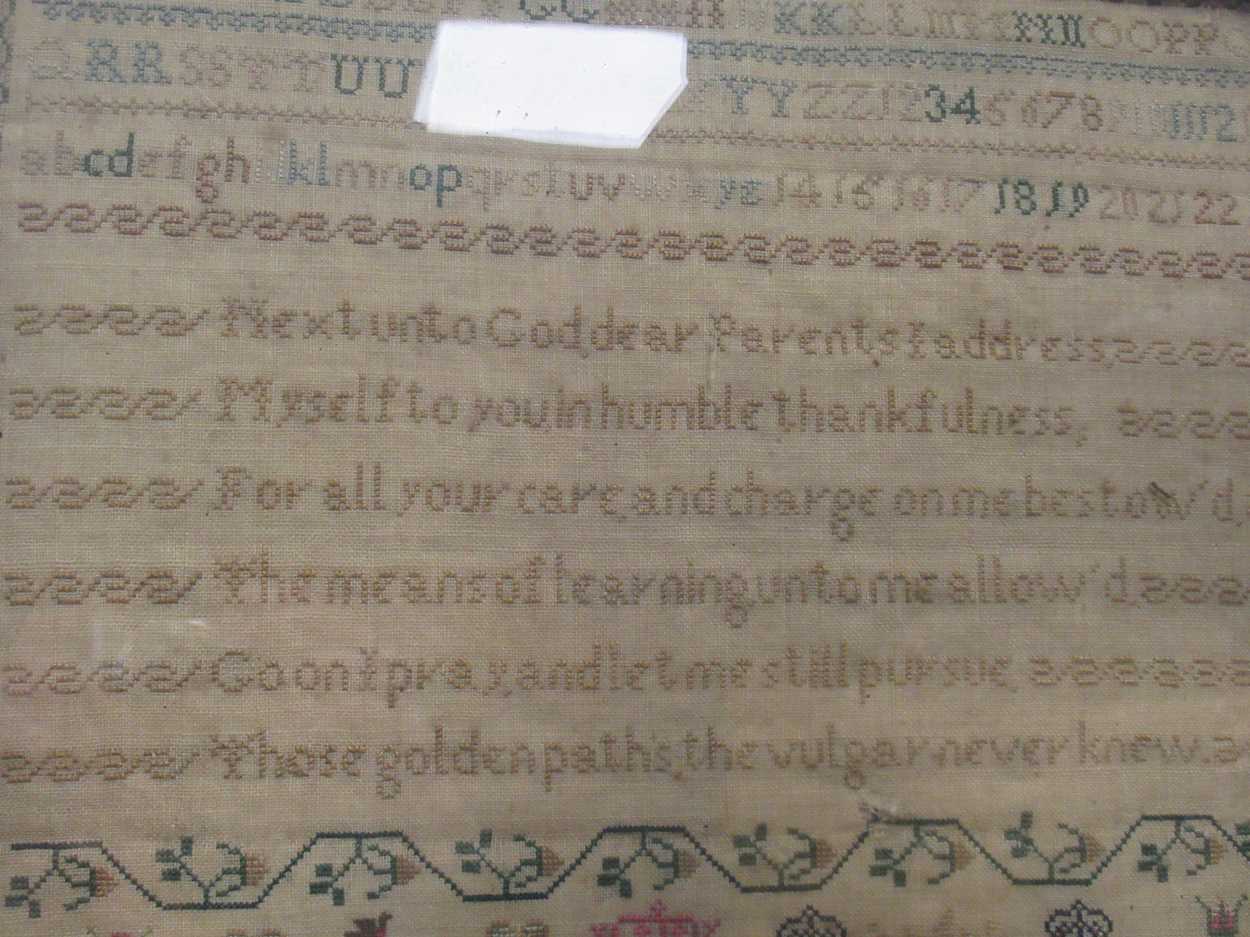 A needlework sampler by 'Charlotte Turnell Aged 9 Years 1837', with alphabet bands above 6 line - Image 4 of 5