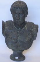 After the antique, a bronzed terracotta model of Caesar in the Classical style 58 x 35 x 16cm