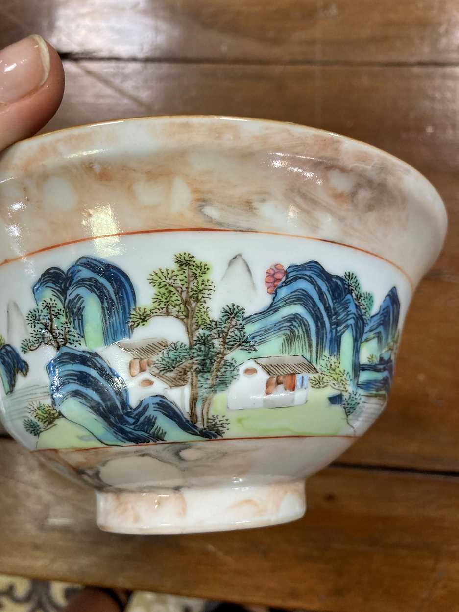 A Chinese faux bois/marble porcelain bowl, - Image 3 of 7