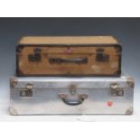 A hessian wrapped suitcase by Icare of 2 Rue Chateaudun, Paris, 387 x 20 x 60, together with an