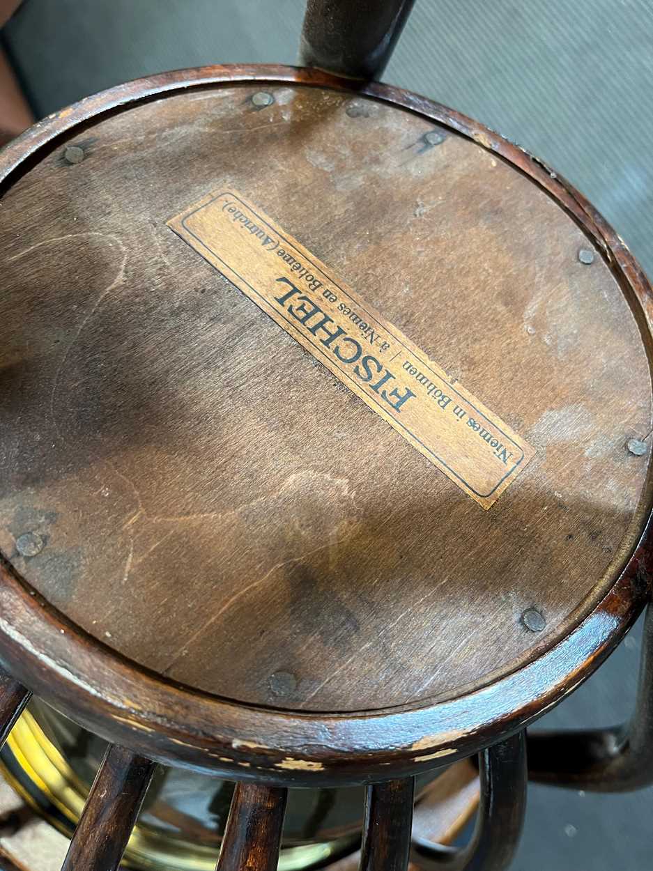 An early 20th century bentwood jardiniere with brass liner 90 x 36cm together with an early 19th - Image 2 of 3