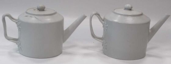 Two Chinese porcelain Diana Cargo teapots and covers, circa 1816, 25cm long