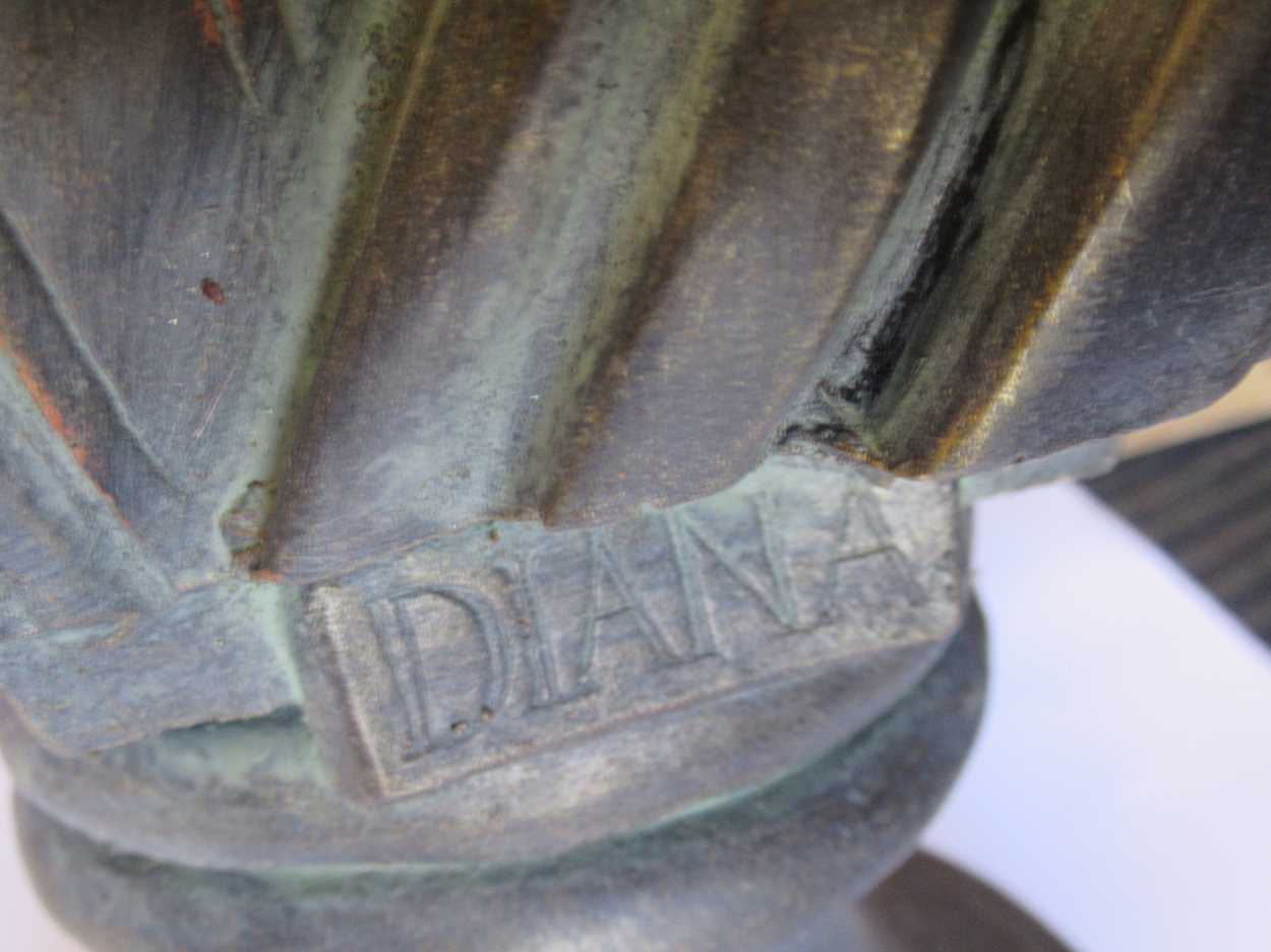 A pair of classical bronzed terracotta busts of Apollo and Diana, app. 51cm high - Image 4 of 7