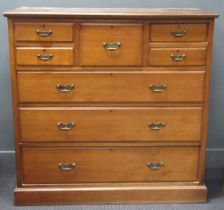 An Edwardian Maple & Co mahogany chest of drawers, with a combination of five short over three