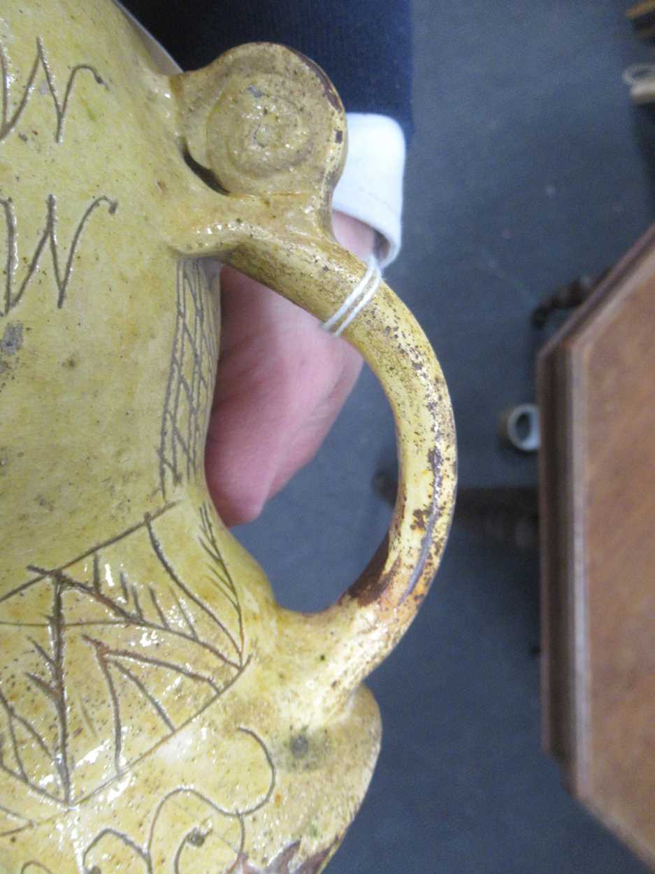 A 19th century saltglazed jug, the body incised Mrs Chapell / Muttlebridge / Augusy 20 - 1833, - Image 4 of 6