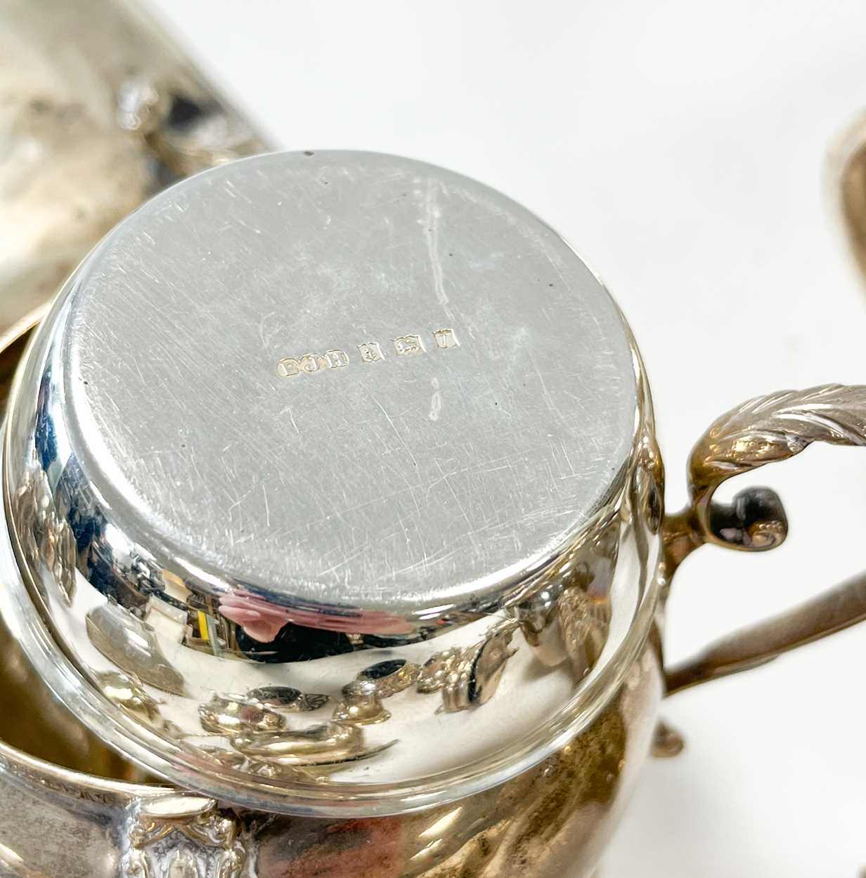 A silver three-piece tea set, together with a small collection of silver and silver plated wares, - Image 6 of 8