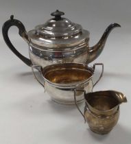 A silver 3 piece tea set, 700g, (22.5ozt) gross