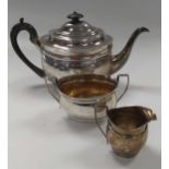 A silver 3 piece tea set, 700g, (22.5ozt) gross