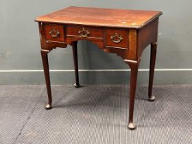 A George II mahogany side table, fitted with three drawers 71 x 76 x 50cm