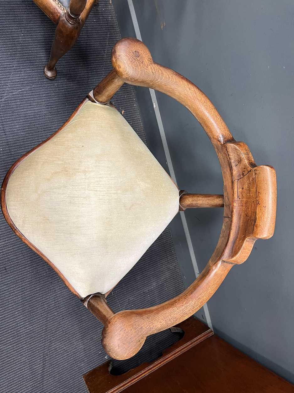 A George II style corner chair together with an early 20th century stick back armchair (2) - Image 2 of 3
