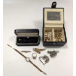 A selection of jewellery, including a watch case and bracelet hallmarked 9ct gold, a watch