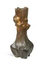 An Art Nouveau bronzed spelter vase,