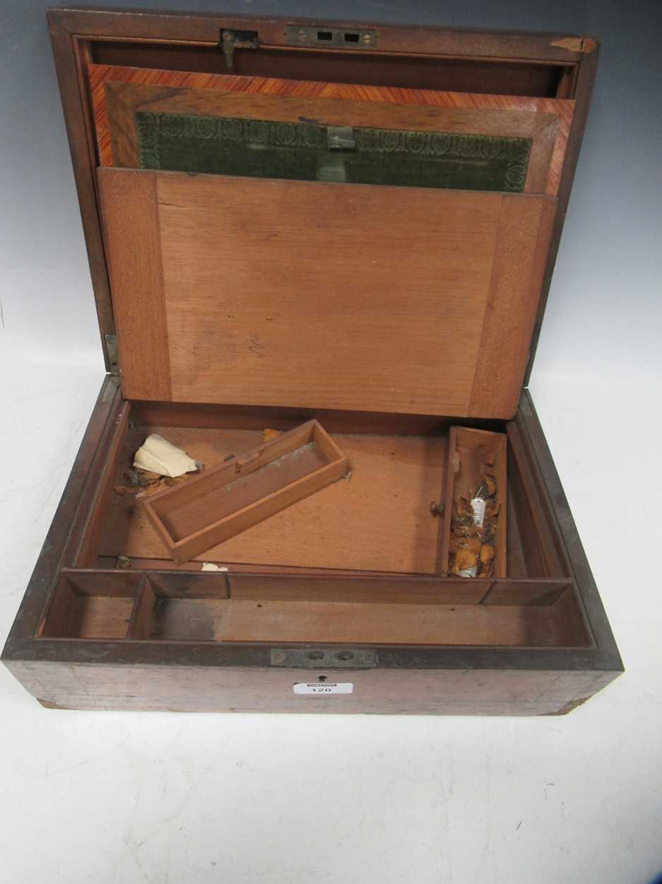 A 19th century writing box, the top inlaid with a star damaged - Image 2 of 3