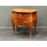 A Louis XV style bombe commode with gilt metal mounts and marble top 84 x 76 x 39cm