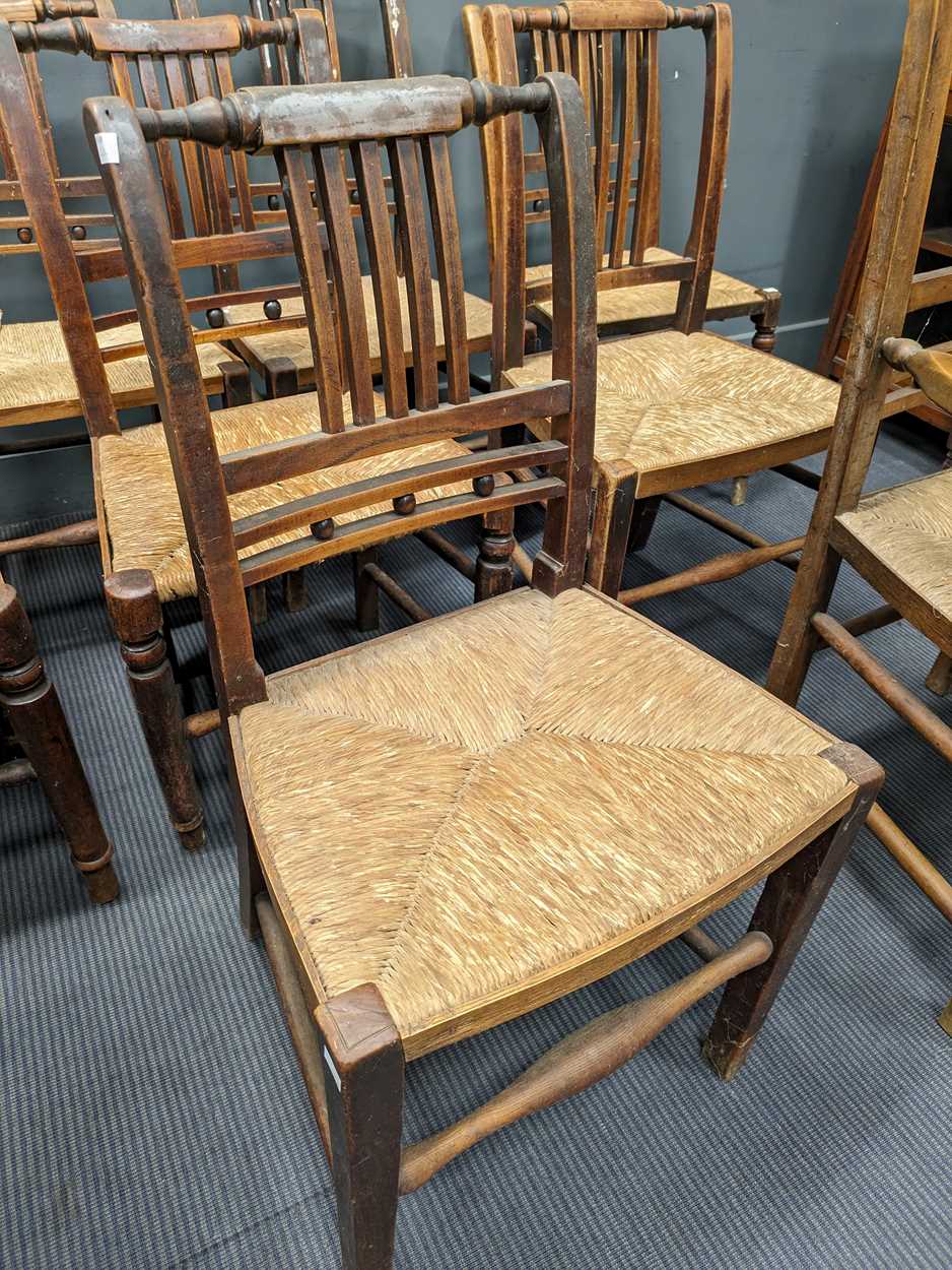 Eight stained-ash chairs with rush seat, with a further two carvers with rush seat (10) - Image 2 of 5