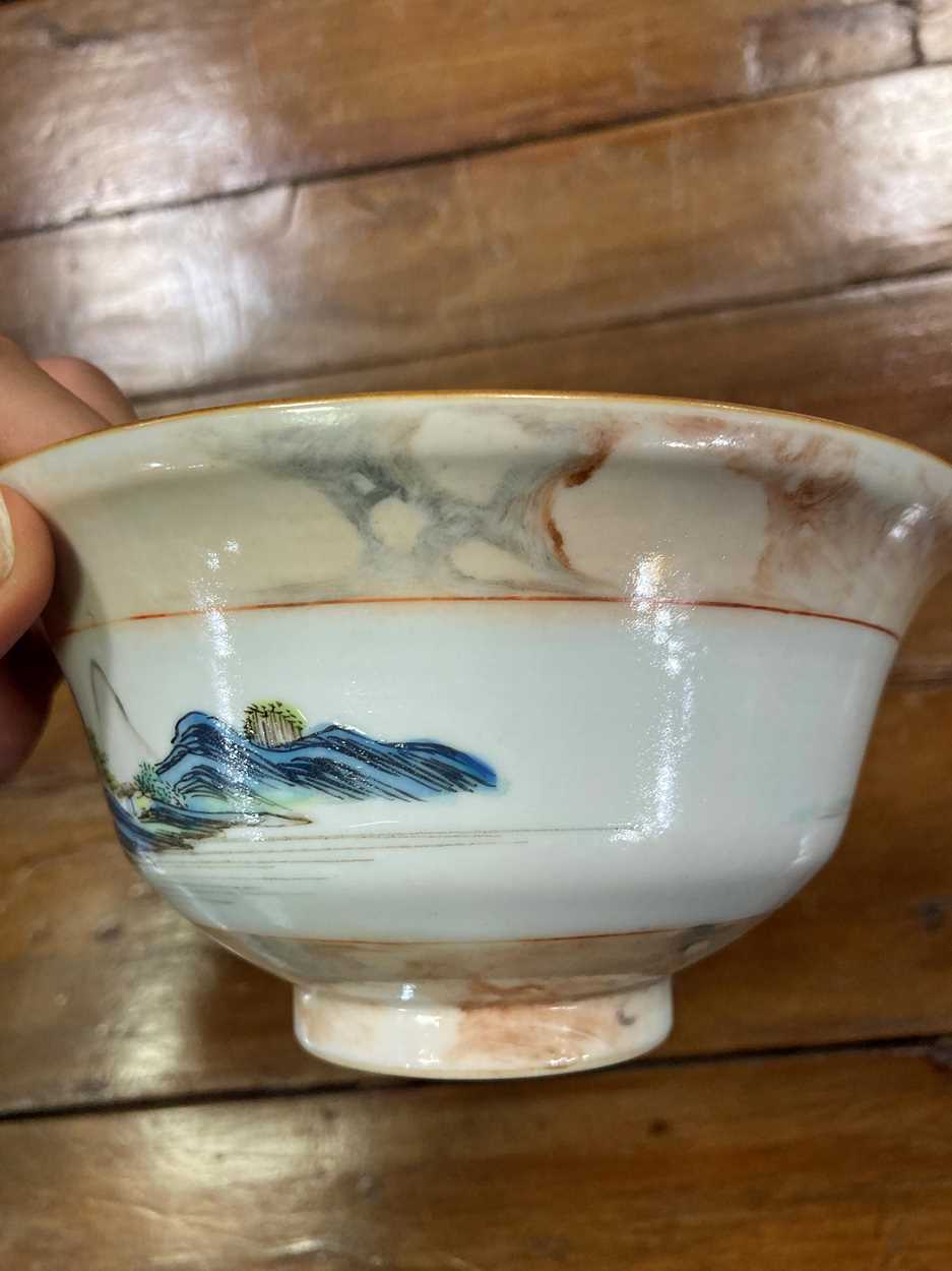 A Chinese faux bois/marble porcelain bowl, - Image 4 of 7