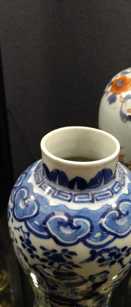 A pair of imari baluster vases and a pair of Chinese blue and white vases; a Chinese ginger jar - Image 20 of 24