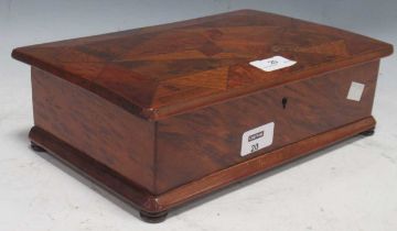 A late Victorian parquetry box 10x 31 x 21cm damaged