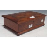 A late Victorian parquetry box 10x 31 x 21cm damaged