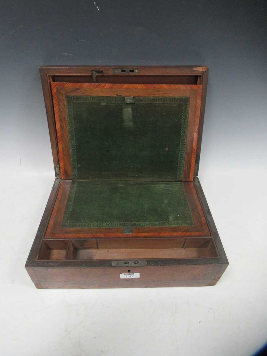 A 19th century writing box, the top inlaid with a star damaged - Image 3 of 3