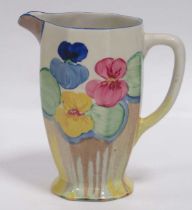 A Clarice Cliff Pansies pattern jug