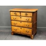 An 18th and later walnut chest of drawers on bracket feet, 100 x 98 x 50cm