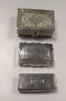 A Victorian silver snuffbox, mark of Nathaniel Mills, a George IV silver snuffbox, mark of