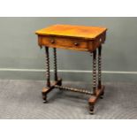 An early Victorian rosewood side table on bobbin turned legs 74 x 56.5 x 41cm, and a Persian style