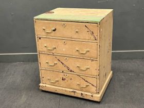 A painted pine 4 drawer chest, early 20th century, 88 x 74 x 59cm