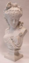 Paul Duboy, a large Parian bust of a maiden 53cms High x 28cms wide x 19cms  please see additional