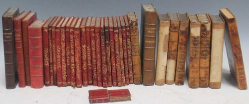 A small collection of mainly leather bound books, many on poetry by Alfred Lord Tennyson and