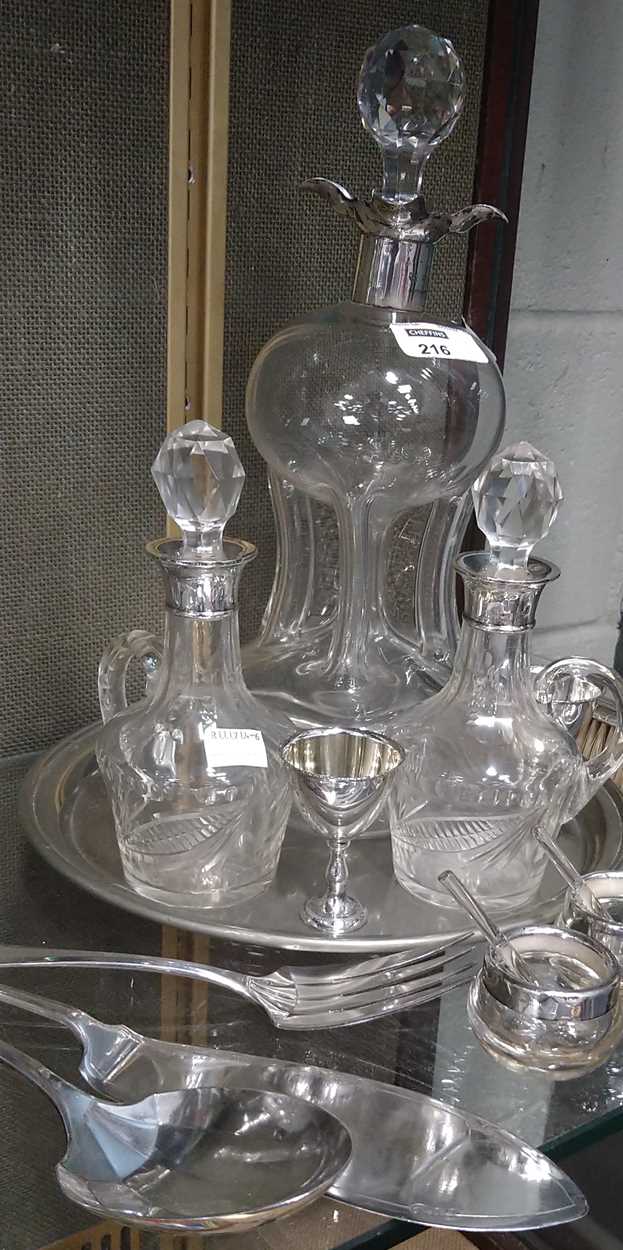Collection of glassware including silver mounted Mappin & Webb decanter, 2 silver mounted glass - Image 3 of 5