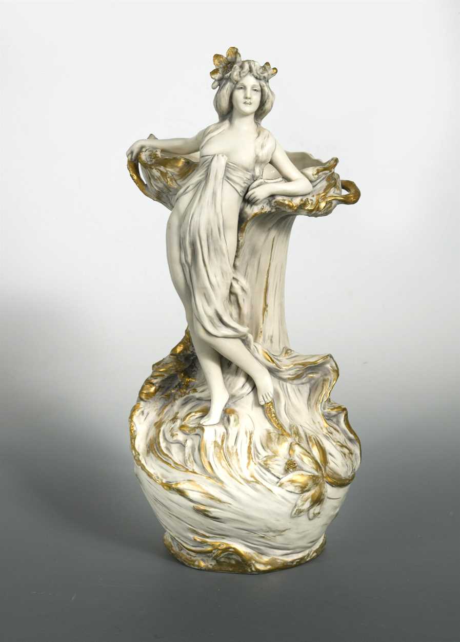 Royal Dux, an early 20th century Bohemia Art Nouveau porcelain two-handled vase,