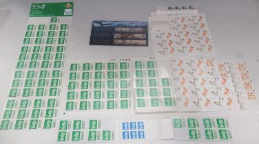 160 second class unused UK postage stamps, including 100 bar coded stamps; with a few other