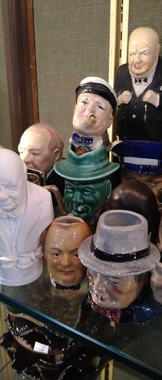 A mixed collection of Winston Churchill commemorative wares including model jugs, composition - Image 14 of 16