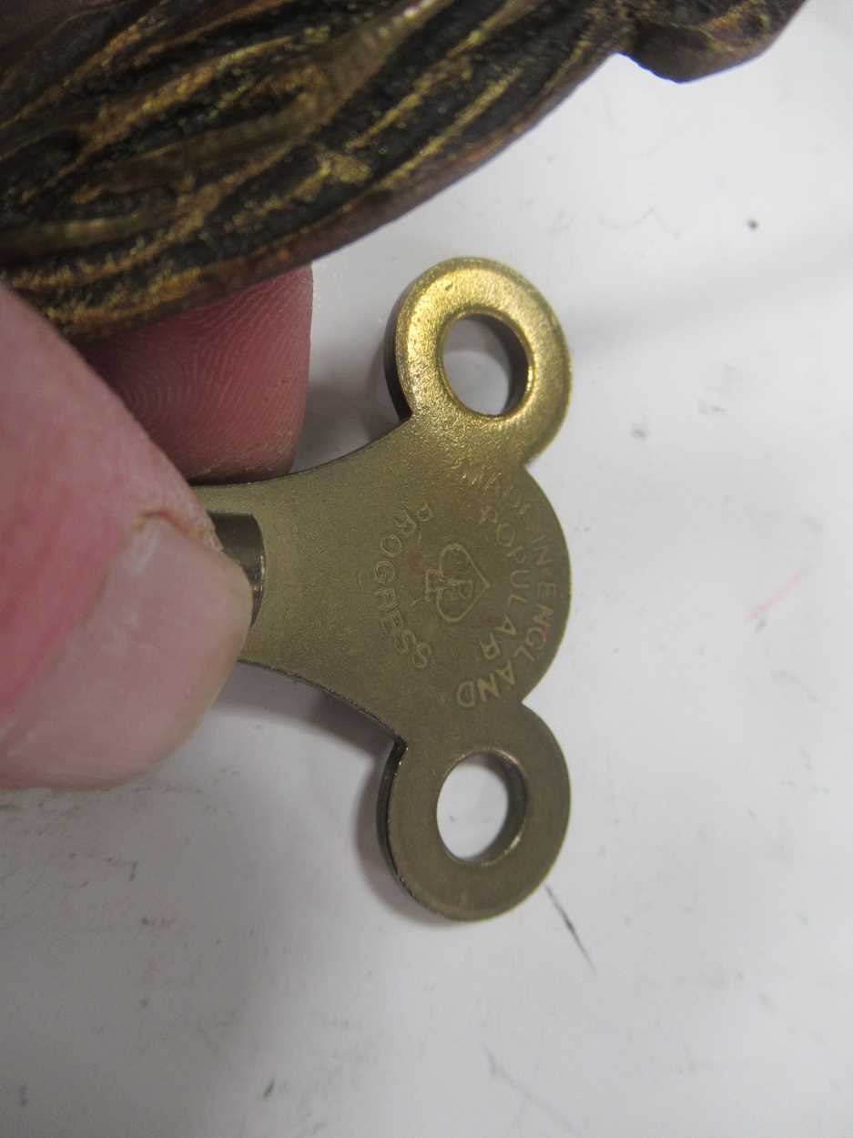 A marble and gilt metal mounted portico clock, the enamelled dial with arabic chapter ring, eight - Image 3 of 6