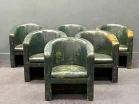 A set of six 20th century green leatherette tub chairs 81cm x 70cm x 62cm