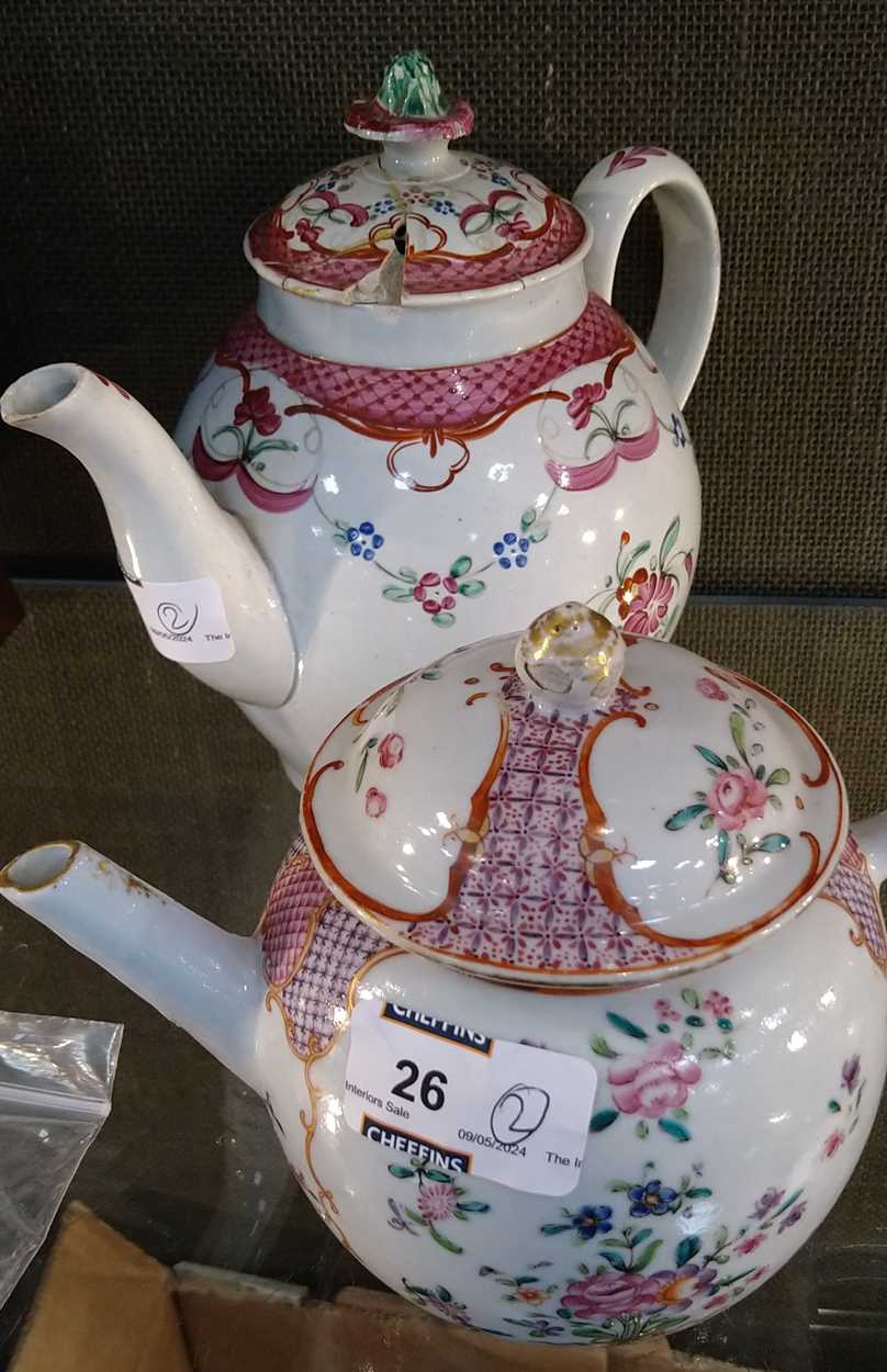 An 18th century pearlware teapot and another Chinese teapot, 18cm high (2) please see further - Image 8 of 19