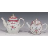 An 18th century pearlware teapot and another Chinese teapot, 18cm high (2) please see further