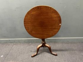 A George III style mahogany tripod table, 19th century, on later birdcage support 73 x 75cm
