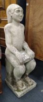 Carved limestone seated figure, 17th century style. 86cm High