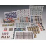 360 unused first class UK postage stamps, various commemorative issues, in sheets and stamp-books (