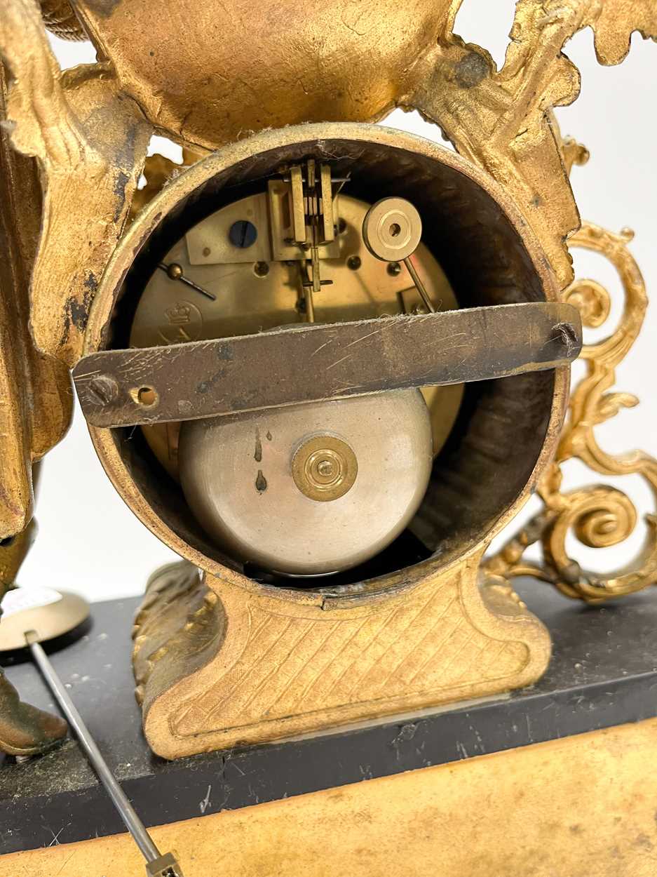 A gilt metal mantel clock, late 19th century, - Image 6 of 6
